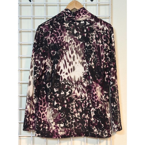 Easywear by Chicos Womens  Open Front   Cardigan size 1(U.S. 8) wine, black EUC - Picture 2 of 5